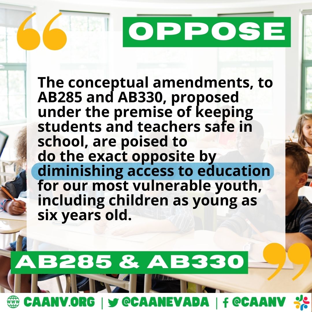 CAANevada's tweet photo. Today, we, along with ✨dozens of individuals &amp; organizations✨ submitted this opposition letter urging the Assembly to reject proposals that permit long-term or permanent expulsion of Elementary School children 👦👧🧒 NO on #AB285 &amp; #AB330👎 #NVLeg

READ: https://t.co/nwmKUiEplq https://t.co/Itegbz2WFz
