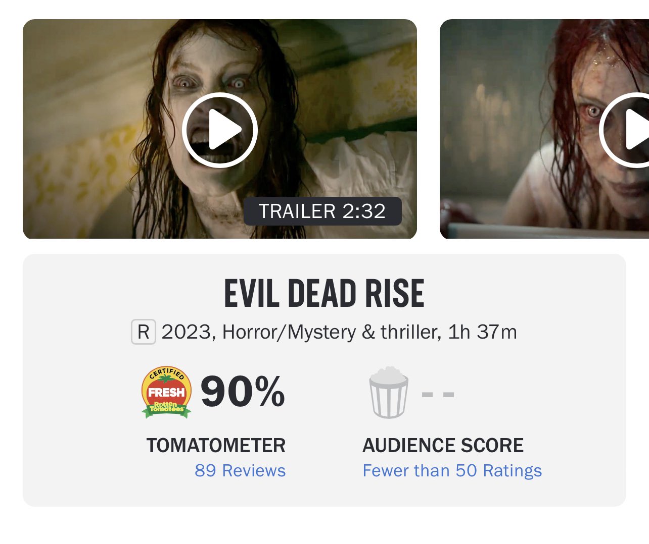 The Hollywood Handle on X: 'EVIL DEAD RISE' opens with 100% on Rotten  Tomatoes 🍅 Read our first reaction here, our full review drops soon:    / X