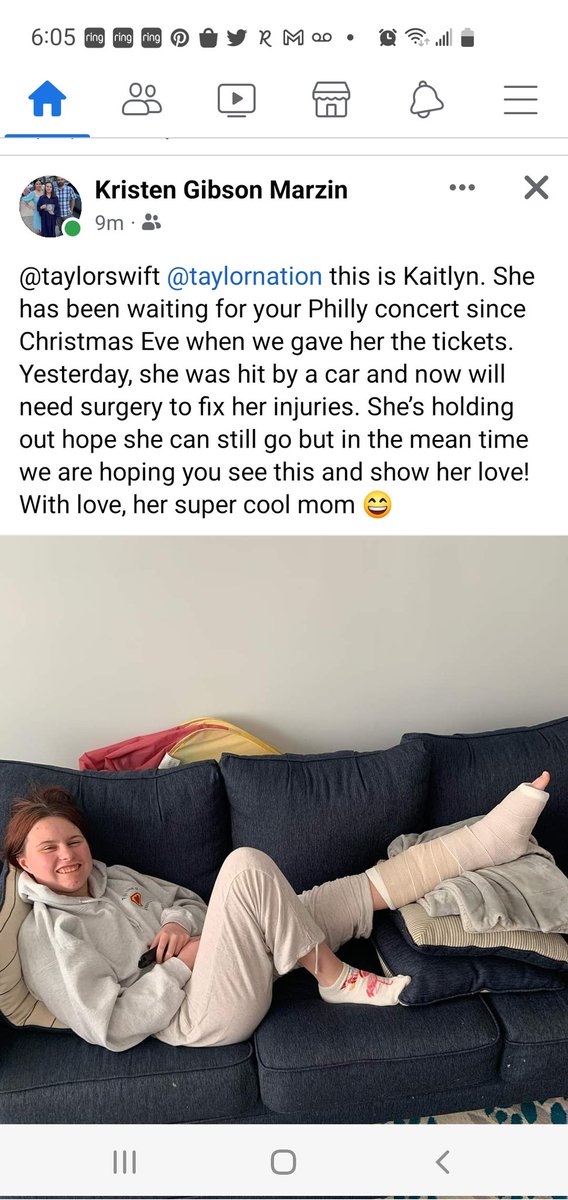 AngelaGlim's tweet photo. @taylorswift13 tried so hard to get tix to your Philly shows but my friend's daughter got them and was hit by a car yesterday!  Help her out!!!  Please!!! https://t.co/ULBwcK1mQR