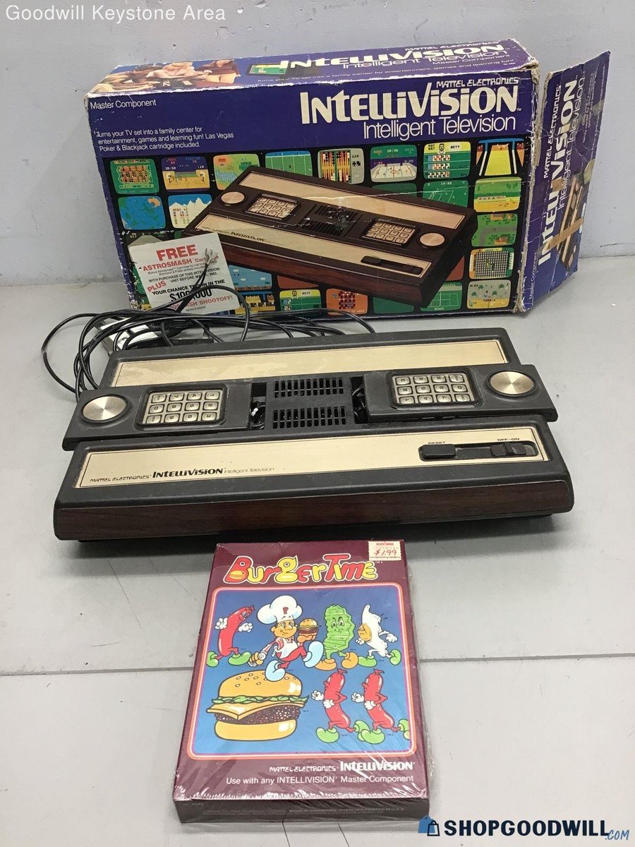 GoodwillGoblin's tweet photo. a sealed copy of BurgerTime for the Intellivision, complete with KB Toys markdown sticker, has appeared on Shop Goodwill https://t.co/zNgCpPblI1