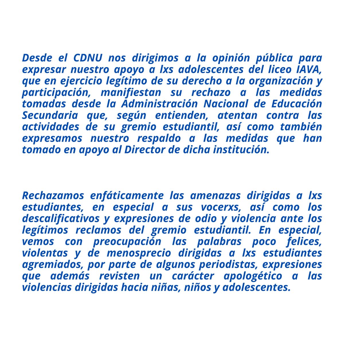 CDNURUGUAY's tweet photo. #Comunicado en apoyo a #GREMIO de #Estudiantes #IAVA https://t.co/k3XUbzQIs2