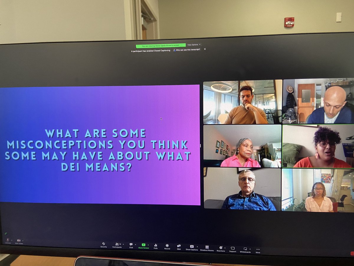 CarolineKoutsos's tweet photo. One question being raised during the zoom includes the idea of misconceptions about how some view DEI. Interesting to hear perspectives on solutions towards cultural diversity and competency.  @Ben_Worsley #j262w https://t.co/vXkNJuuSfc