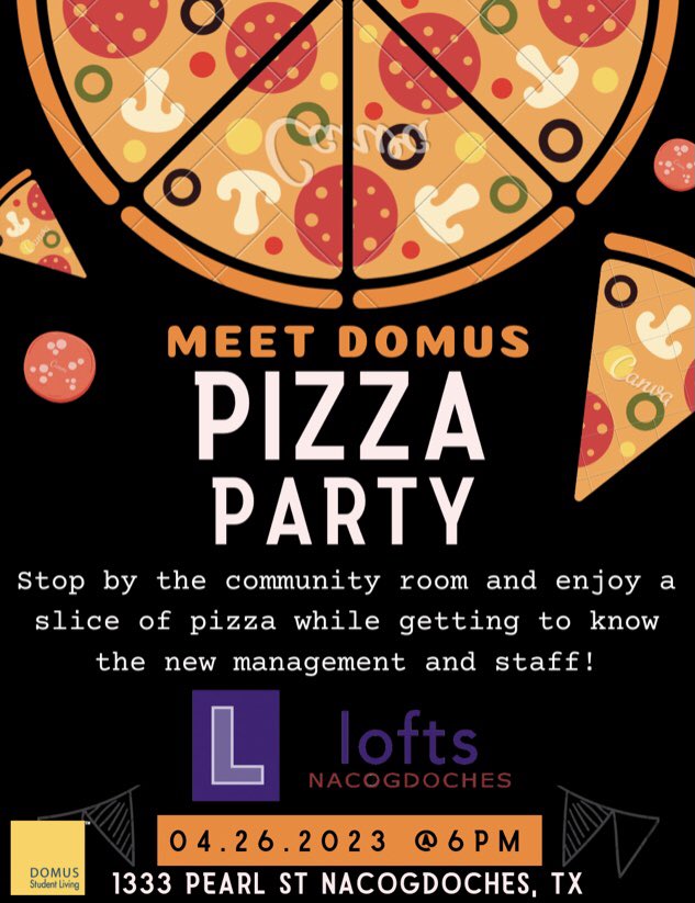Come by the community room next Wednesday and grab some pizza🍕 with the Domus staff!!🤗

Our staff can’t wait to meet everyone!🤍

#loftsnacogdoches #liveatthelofts #livelaughlofts #loftsnaclife #domusstudentliving