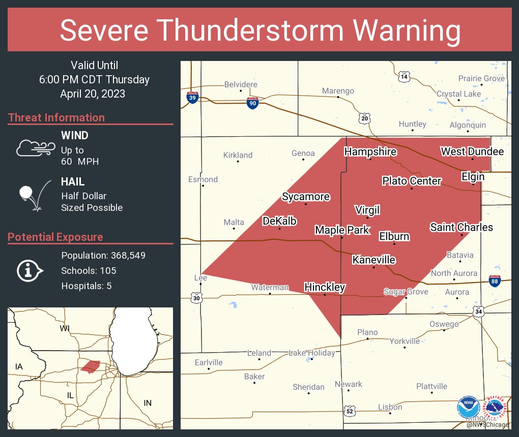 NWS Chicago on Twitter "Severe Thunderstorm Warning including Elgin IL