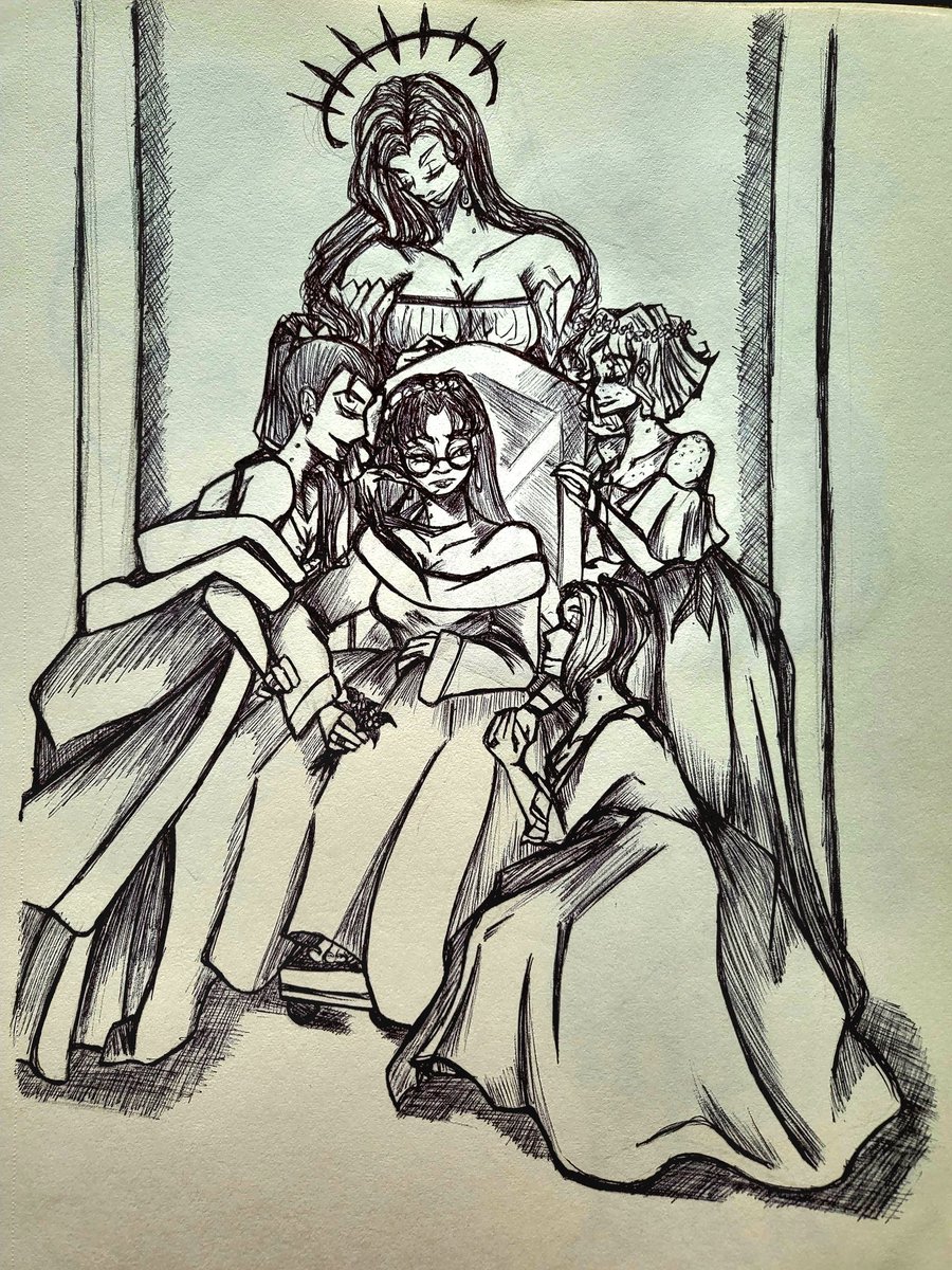 akinomii_art's tweet photo. All of my lesbians are just the same 2 brainrot couple all done in my sketchbook. #BloodofKings https://t.co/d2U5wGX2mV