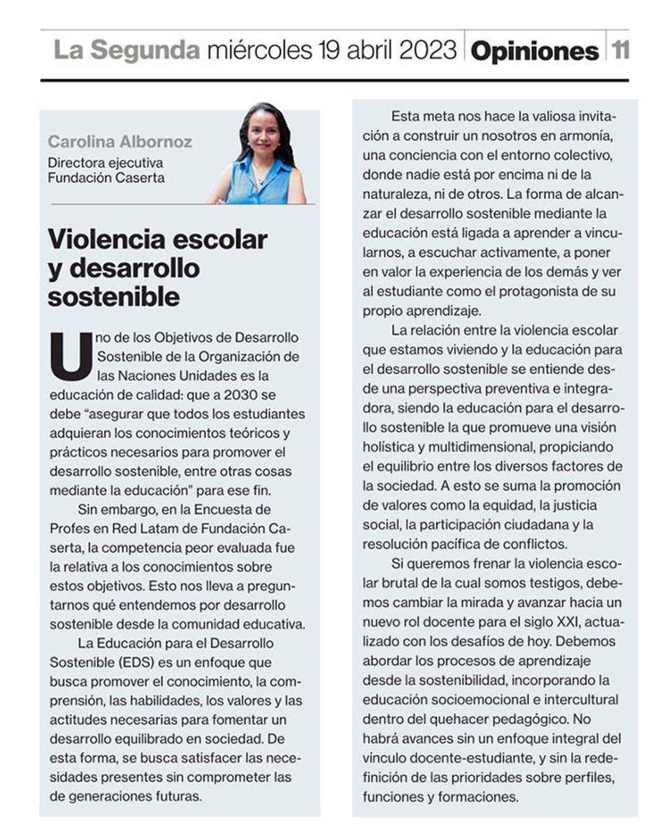[La Segunda - Columna] 🗞️📰

Te invitamos a leer la columna de nuestra Directora Ejecutiva, Carolina Albornoz en bit.ly/41tOzEk