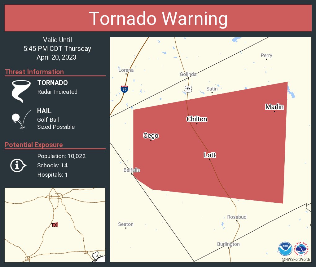 NWS Tornado on Twitter "Tornado Warning continues for Marlin TX