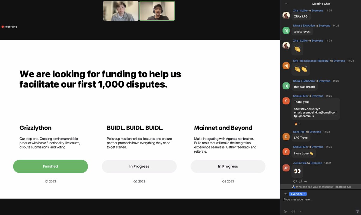 easya_app's tweet photo. Other standout projects include @agoracourts, built by @IllinoisCS students @0xbluebear and @VarunSiva14. They were raising funds to launch an on-chain arbitration platform focused on allowing other protocols to integrate fully customisable disputes between any number of users 💫 https://t.co/QxauIaYzGb