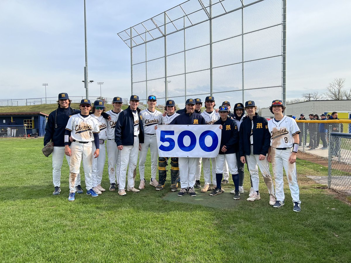 ChemicsLead's tweet photo. 🔵🟡⚾️Congratulations Coach Albright on win #500! ⚾️🟡🔵 #ChemicPride https://t.co/nB9wbMMGEb