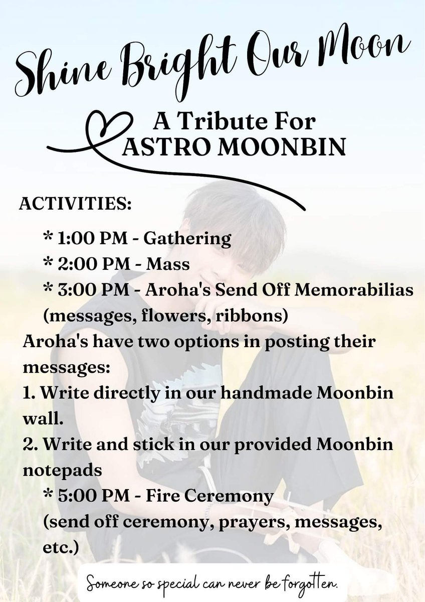 AlwaysBin26's tweet photo. In the midst of this untimely passing of our beloved #MOONBIN come and join us in celebrating his life through mass and small tribute afterwards..kindly read follow our post for guidance https://t.co/qgsOcaU3Vg