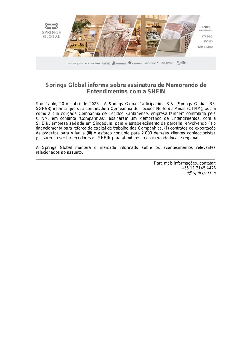 CalixtoCapital's tweet photo. #SGPS | SPRINGS | Fato Relevante https://t.co/Sjzl8lCe1h