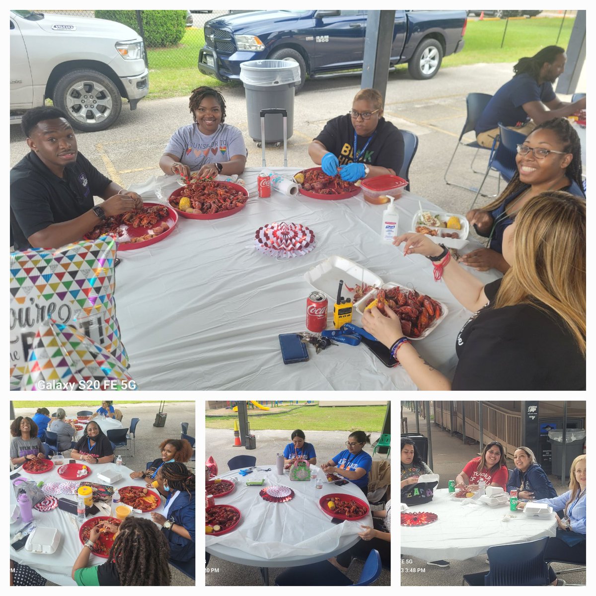 mdhutchins26's tweet photo. Appreciating our staff on the beautiful day after school. Our second annual seafood boil and team building event. @Elrod_HISD @TeamHISD https://t.co/VgydHdoG4y