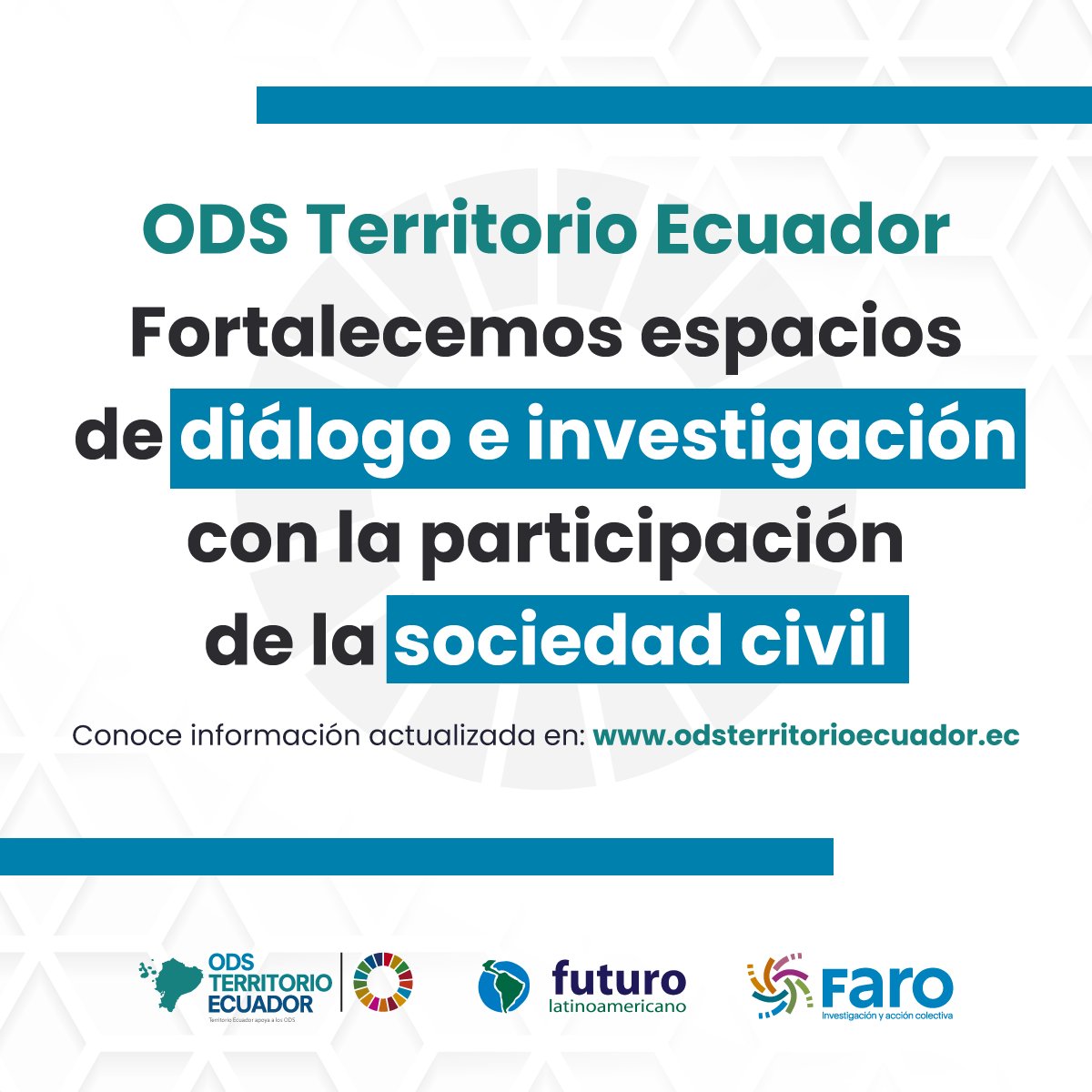 FuturoLatinoame's tweet photo. #Proyecto #ODSTE | La Iniciativa @ODSTerritorioEc busca posicionar la #Agenda2030 a través de la difusión de información, investigación e iniciativas de implementación de los #ODS nivel nacional y local. 🌎🤝
✅Visita nuestra nueva web: https://t.co/mKclZP2ScT https://t.co/DnvTf2hFN7
