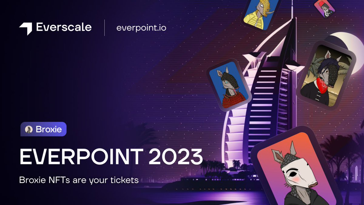 Everscale_net's tweet photo. If you want to get to #EVERPOINT, you need to purchase a @BroxieNFT 🔥

What does the ticket include?

📍 Pre-party (May 6)
📍 Conference with speaker performances and panel discussions (May 7)
📍 Gala dinner (May 7)

🔗 https://t.co/DsWhUXhXgV https://t.co/DVAZrhlCgt