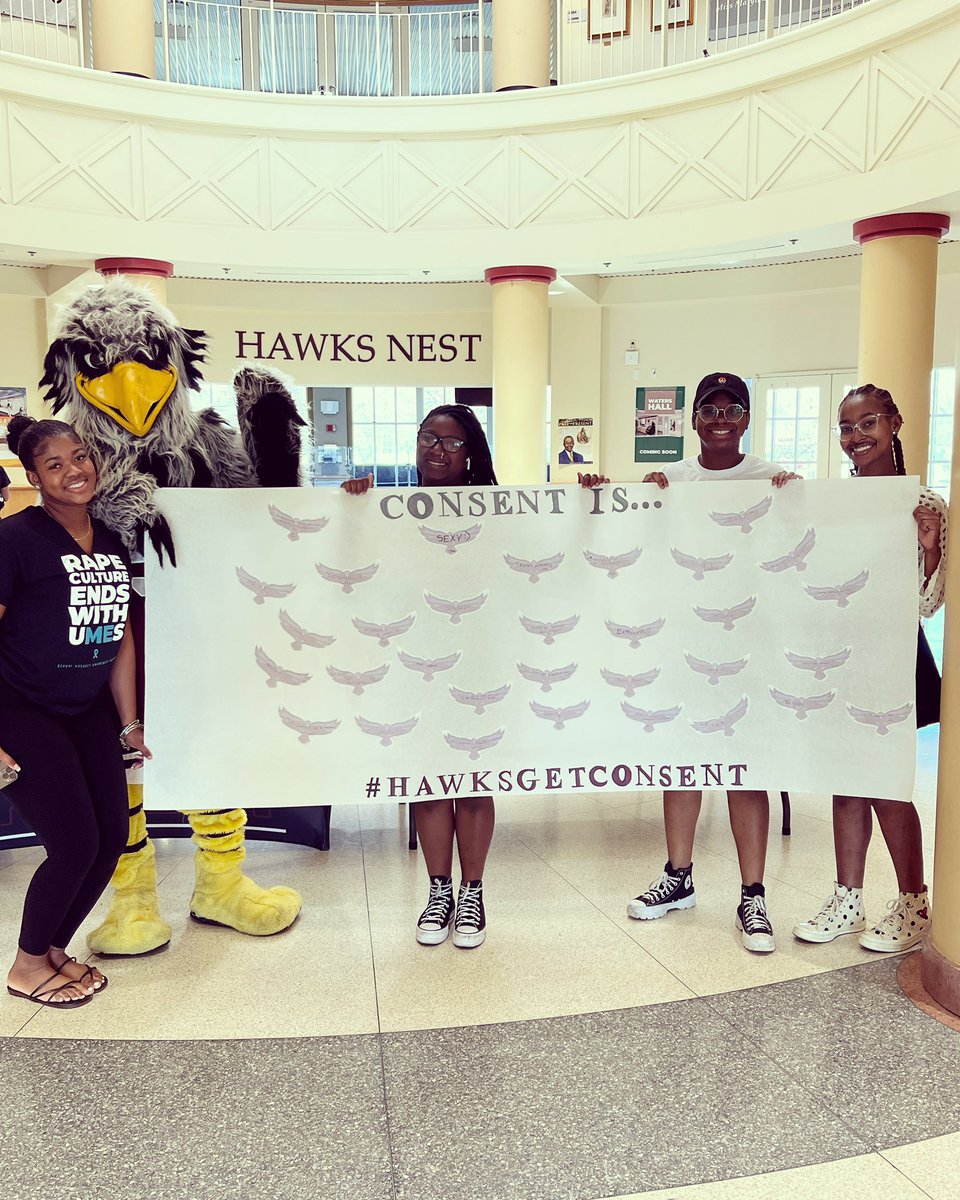 umesbrave's tweet photo. Last week Harry joined us to help spread the word that Hawks Get Consent. #umes #itstheconsentforme #hawksgetconsent #brave #sexualassaultawarenessmonth https://t.co/7JusImeTnA