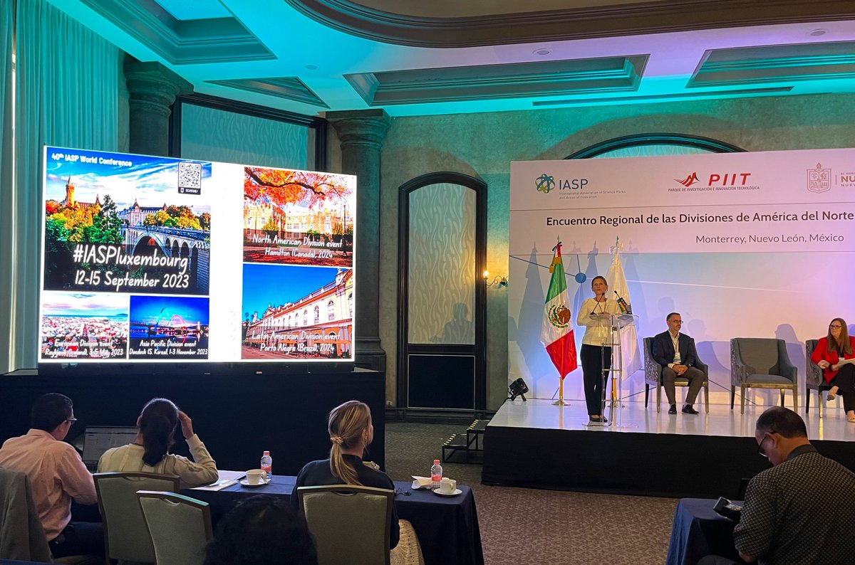 IASPnetwork's tweet photo. Closing ceremony to wrap up #IASPmonterrey, with a quick preview of 2024 meeting destinations: Hamilton, Canada, hosted by @MIP_Hamilton for #IASPnorthamerica division, and Porto Alegre, Brazil, hosted by @tecnopuc for #IASPlatinamerica division! https://t.co/XkPbGVJdyH