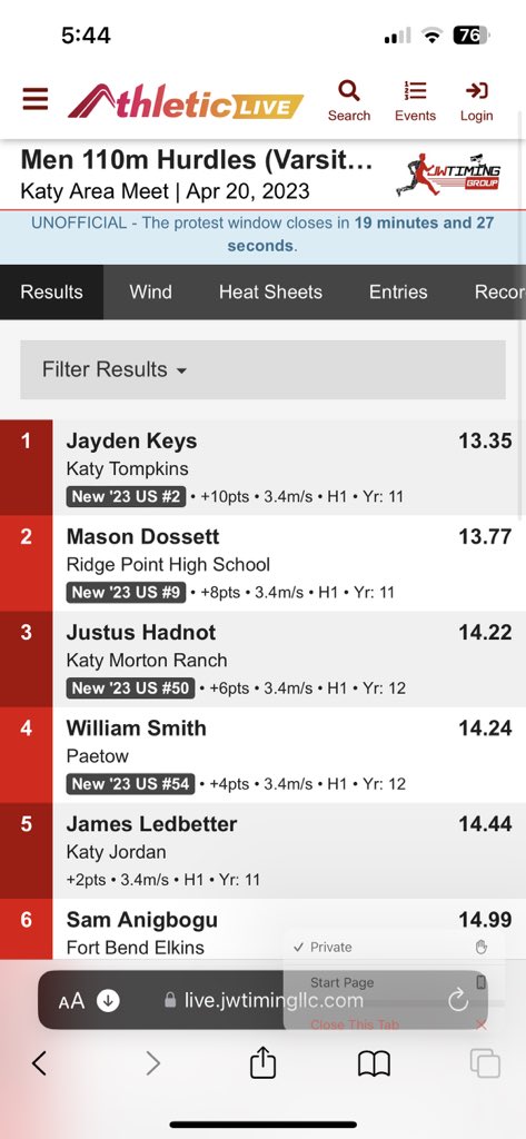 Tompkins_TF's tweet photo. @JKeys_3321 runs 13.35 in 110HH breaking his own @TompkinsHS record to win the 19-6A/20-6A Area Championship! @TXMileSplit @TTFCA @OTHSABClub @othsstudents @KatyTimesSports @KatyISDAthletic https://t.co/GySJnVCpQw