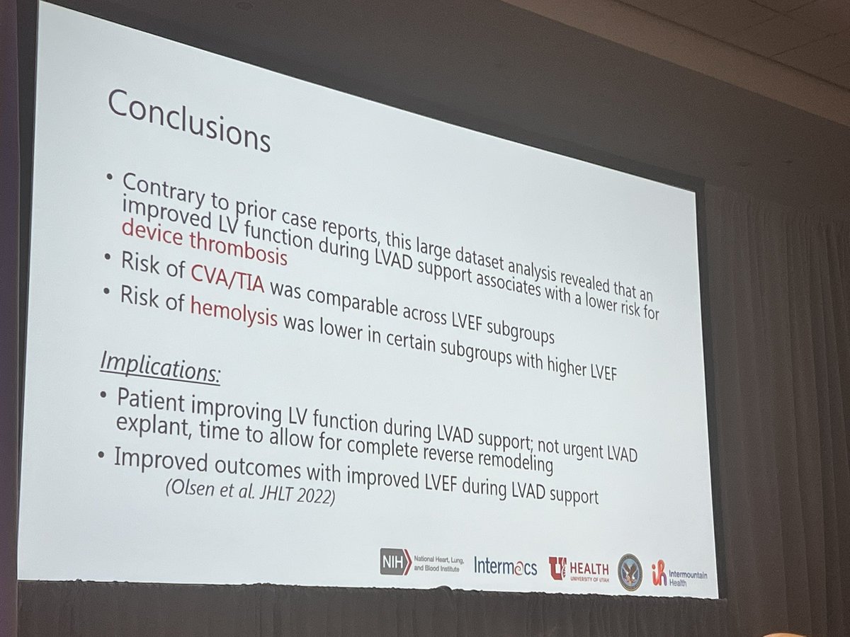 Stavros George Drakos (@stavrosdrakos) on Twitter photo Our fellow <a href="/CPKyriakopoulos/">Christos P. Kyriakopoulos</a> presenting INTERMACS data indicating that the risk of pump thrombosis is lower in patients that improve their cardiac function during LVAD support
#ISHLT2023 <a href="/UofUHealth/">University of Utah Health</a> <a href="/NEH_CVRTI/">UofU Nora Eccles Harrison CVRTI</a> <a href="/carolinemilneMD/">Caroline Milne</a> <a href="/UtahIMCMRs/">Utah IM CMRs</a> <a href="/Joseph_Taleb/">Joseph Taleb</a> <a href="/TomHanffMD/">Thomas Hanff, MD MSCE</a> <a href="/JosefStehlik/">Josef Stehlik</a> Our fellow <a href="/CPKyriakopoulos/">Christos P. Kyriakopoulos</a> presenting INTERMACS data indicating that the risk of pump thrombosis is lower in patients that improve their cardiac function during LVAD support
#ISHLT2023 <a href="/UofUHealth/">University of Utah Health</a> <a href="/NEH_CVRTI/">UofU Nora Eccles Harrison CVRTI</a> <a href="/carolinemilneMD/">Caroline Milne</a> <a href="/UtahIMCMRs/">Utah IM CMRs</a> <a href="/Joseph_Taleb/">Joseph Taleb</a> <a href="/TomHanffMD/">Thomas Hanff, MD MSCE</a> <a href="/JosefStehlik/">Josef Stehlik</a>