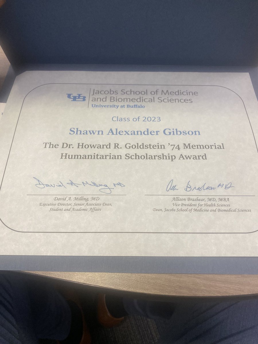 shawngibson23's tweet photo. Graduation Award Ceremony Szn begins today. Honored to have won this award from the Buffalo GHHS Chapter. MD in 8 days baby ✅ #MDloading https://t.co/rwi0whTfau