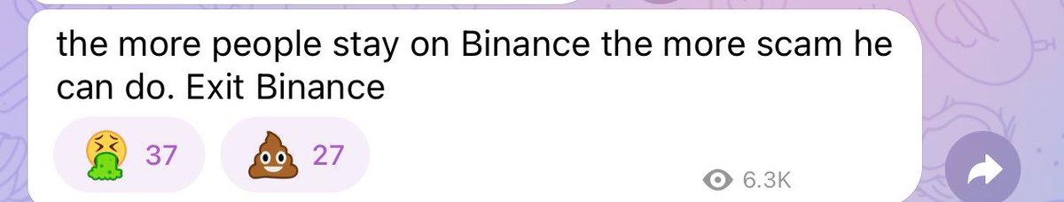 SugaBTC's tweet photo. @BinanceWaves @binance @cz_binance he indirectly meant that you should leave from his telegram channel 😃
I left lots day ago , why not you? 

Delete scammers from our industry 🫰 https://t.co/9AEJg7tpic