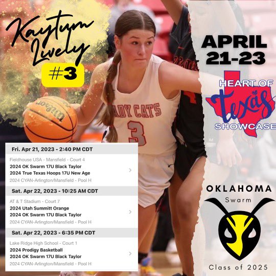 Here is my team’s schedule for this weekend!! 

#PBRheartofTexas <a href="/OklahomaSwarm1/">OK Swarm HS Girls</a>