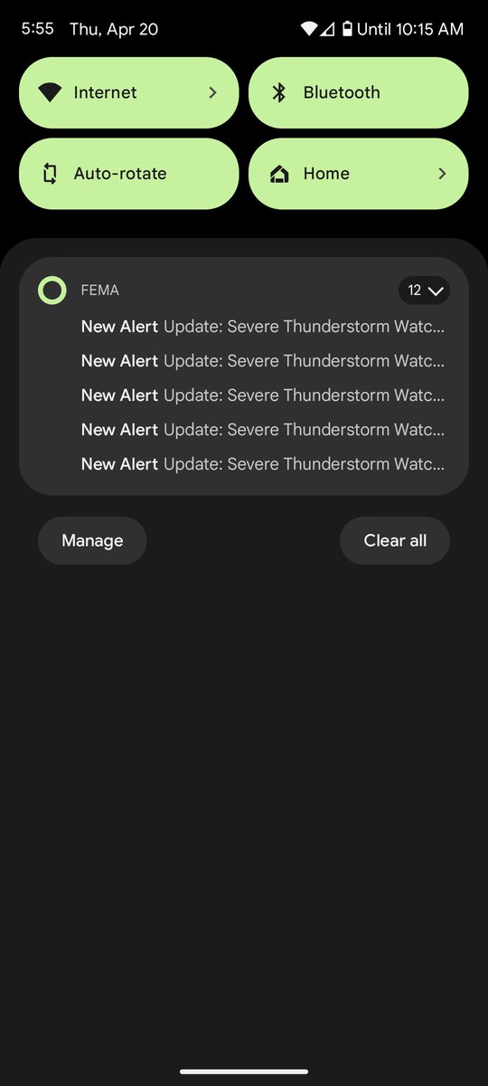 makeshift101's tweet photo. I get it @fema it's going to rain, 5 minutes worth of notifications https://t.co/3NEx3vajr6