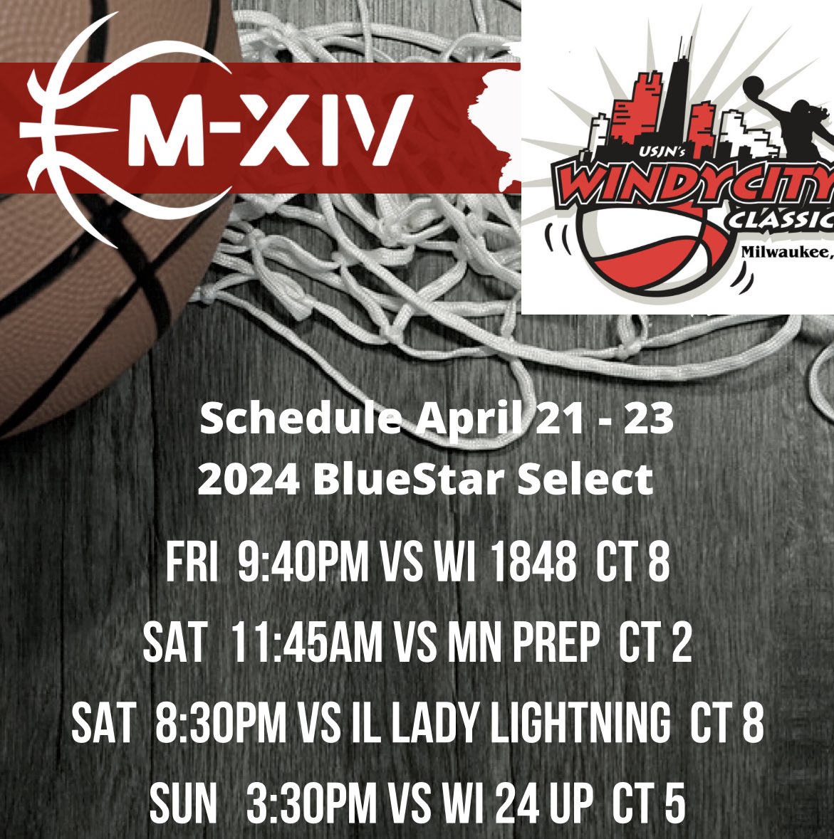 M14Hoops_Girls's tweet photo. 17U BlueStar Select Schedule for this weekend in Milwaukee 
#Repthe14
@USJN 
✈️📸✔️ https://t.co/zZ36H7LaX6