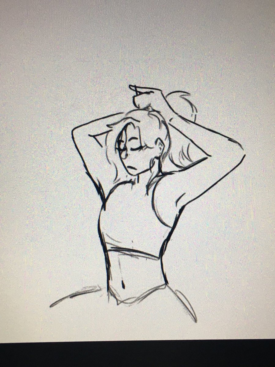 Foxyzzzo's tweet photo. I found a drawing I did a year ago of an oc tying their hair and decided to redraw it 👹#redraw #oc https://t.co/3K5jfG7bS5