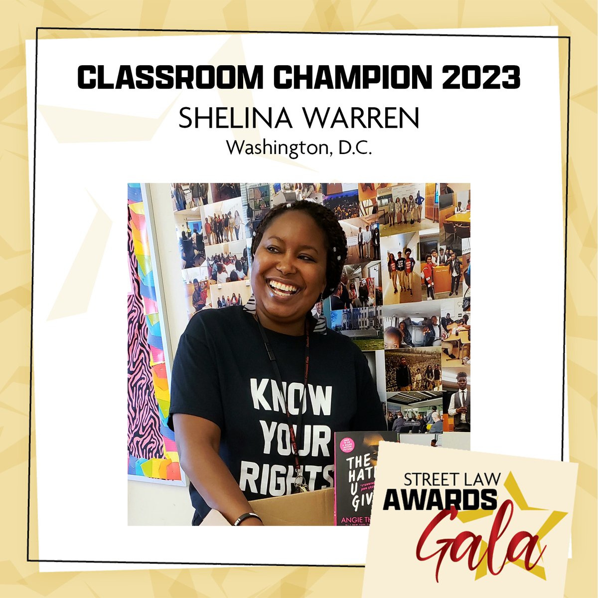 StreetLawInc's tweet photo. As we wrap up our Awards Gala, join us in congratulating the 2023 Street Law Champions!

Our work relies on dedicated educators, volunteers, &amp; organizations like you. Together we'll create a world where everyone has the power to shape a more equitable society.

#SLAwards2023 https://t.co/H9BTXIvfP7