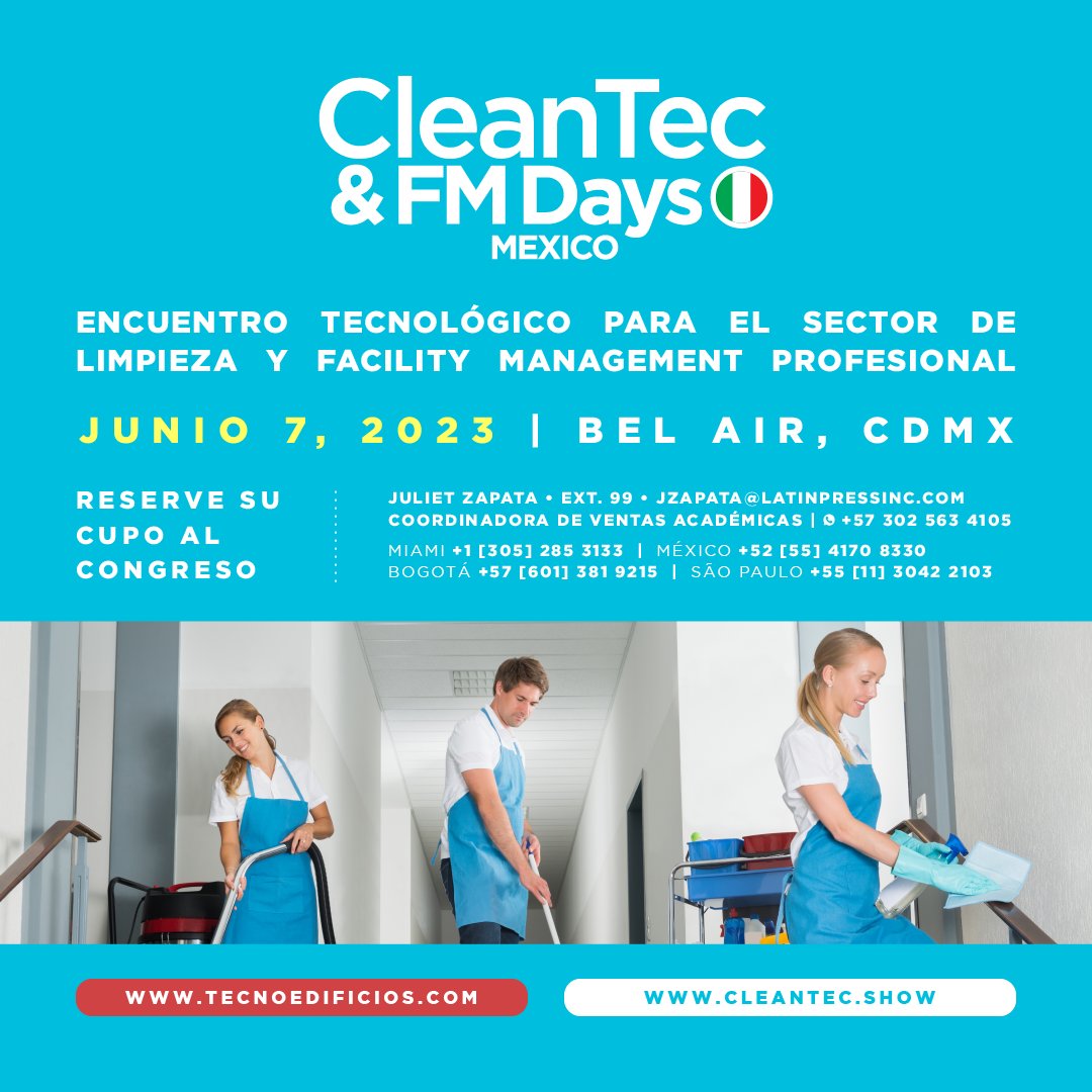 AsocHotelesCDMX's tweet photo. ¡Vuelve CleanTec &amp; FM Days a México!
El 7 de junio, en el @Belair_Unique #CDMX, con un programa especializado de conferencias en las áreas de mantenimiento, limpieza y administración de propiedades.
Conoce los detalles y regístrate desde hoy 👇https://t.co/2R0CAylQod
#CleanTec https://t.co/3Qjj41Zc0O