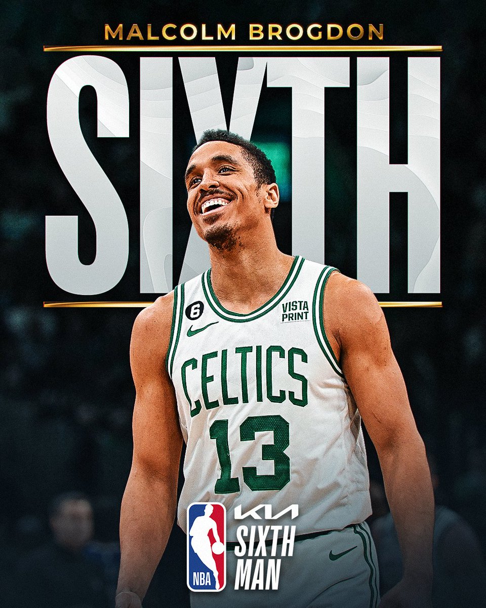 NBA's tweet photo. The 2022-23 Kia NBA Sixth Man of the Year is... Malcolm Brogdon!   

#KiaSixth
#NBAAwards 
@Kia https://t.co/QLsptCtuFC