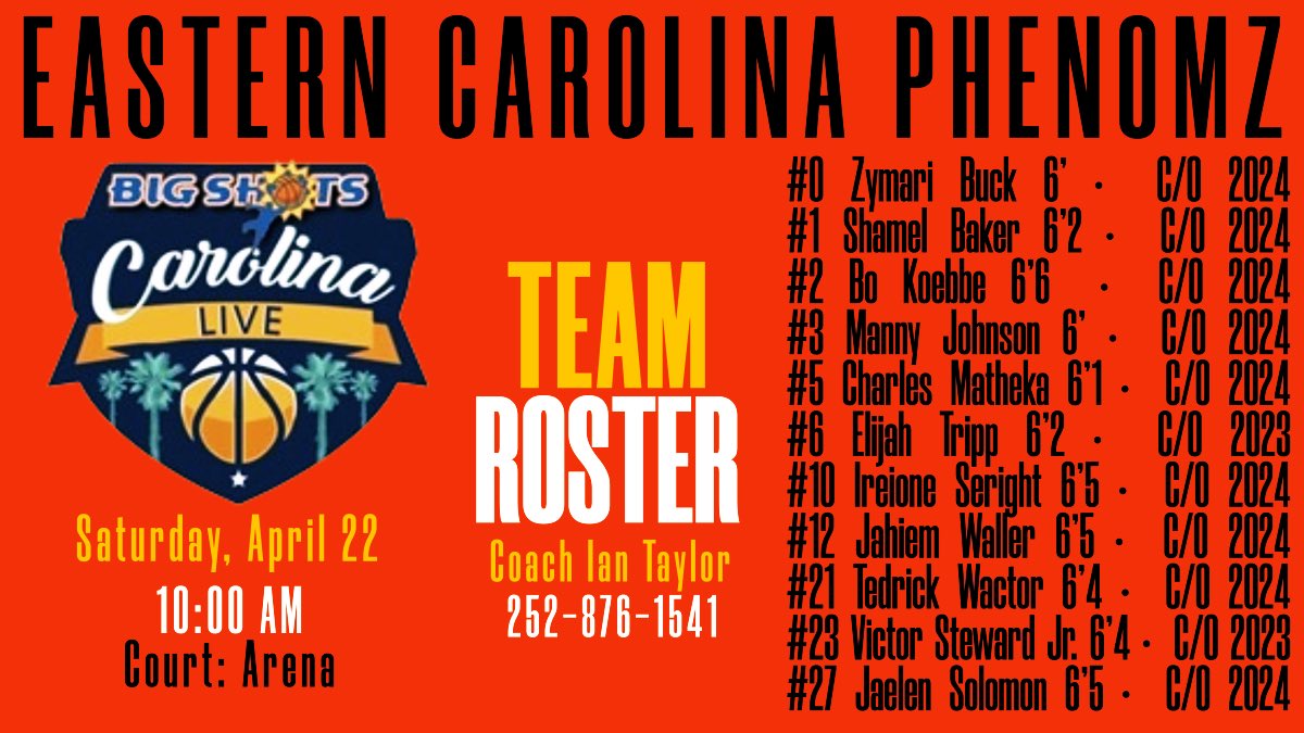 Check the Eastern Carolina Phenomz out this weekend at @BigShotsGlobal #CarolinaLive in Rock Hill,SC