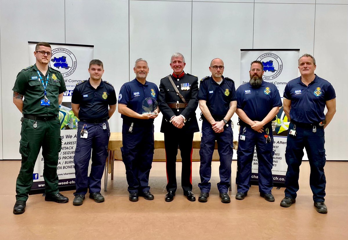 Charnwood_CFR's tweet photo. Tonight we finally received the Platinum Jubilee Award from the Deputy Lieutenant Mr David Lindley, for services to the community. So delighted to be recognised for the work the team do. #proud #becausewecare #cfr https://t.co/PvMWjVtlq3