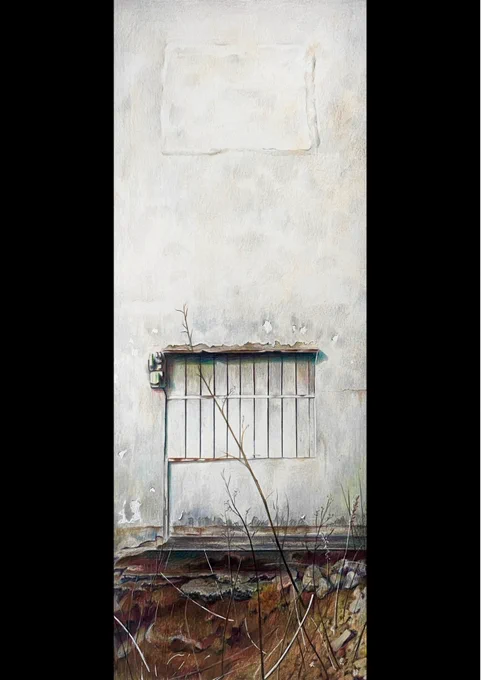 ミューズのストーンヘンジアクアに色鉛筆で描きました。「トマソン #1」#色鉛筆画 #イラスト #風景画 #芸術同盟 