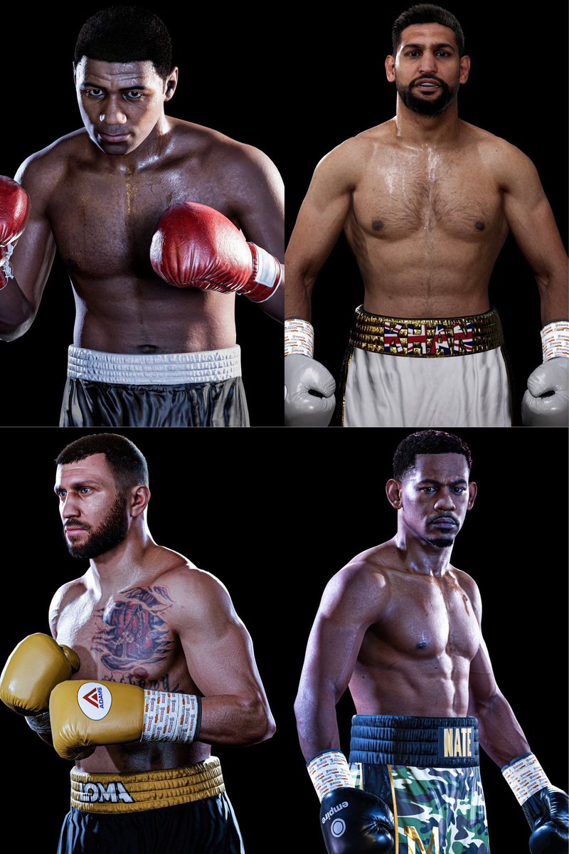 BoxingDIRT's tweet photo. Four fighters were recently added to the Undisputed boxing video game. 🎮 

🥊 Floyd Patterson
🥊 Amir Khan
🥊 Vasyl Lomanchenko
🥊 Daniel Jacobs

How do you rate the models out of 10?

#Boxing https://t.co/lIiXTudG1W