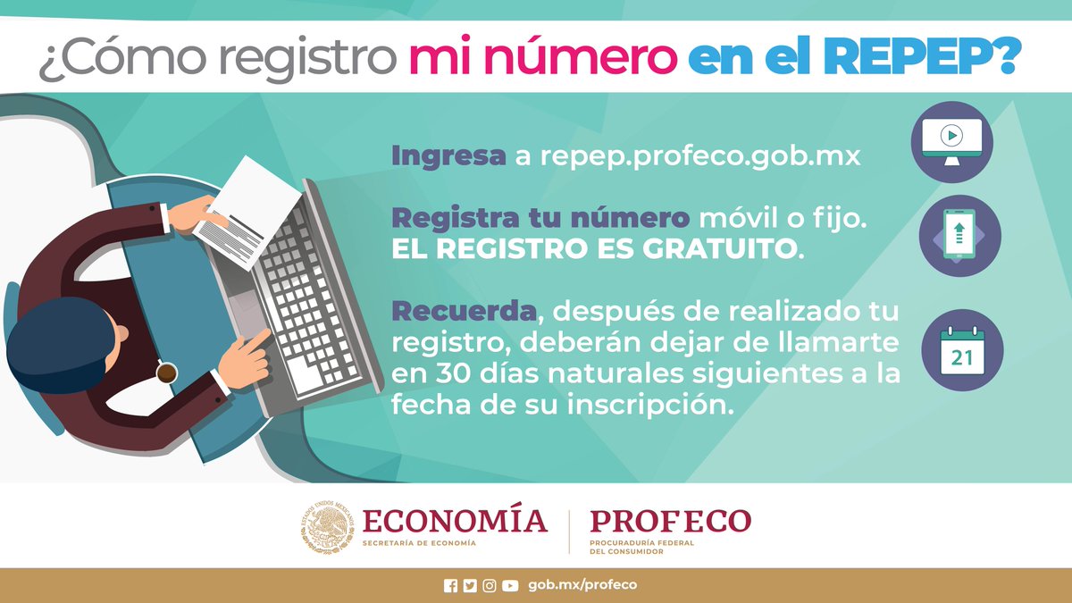 Profeco's tweet photo. 🚫¡Evita las llamadas y/o mensajes de texto publicitarios! 📲 📩

📱Registra tu número telefónico en el #REPEP, nosotros te decimos cómo👇

🔗 https://t.co/3tyh2hFoqE https://t.co/rDti5tXGpa