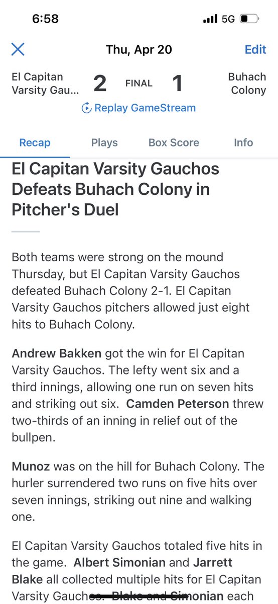 ECapbaseball's tweet photo. Gauchos lock up CCC Championship today w a win over BC 2-1! Great two games Vs a great team! Battles both days! #cccchamps #undefeated #family @ecgauchos @ElCapAthletics https://t.co/wmhA4jfPDu