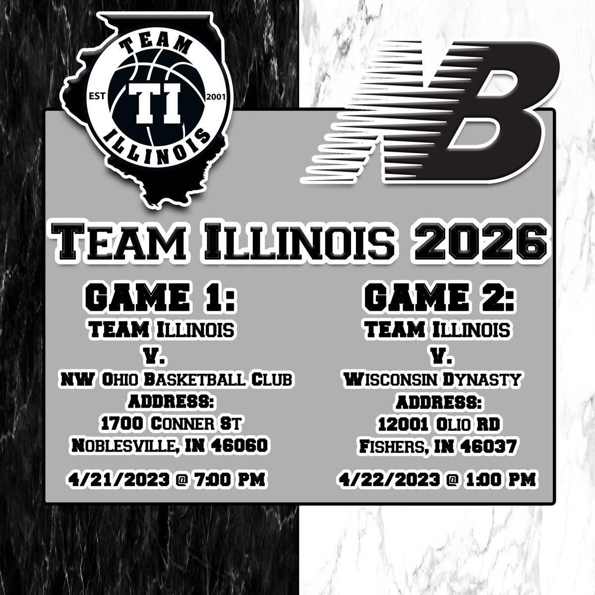 teamillinoisbb's tweet photo. The schedule and roster for our 15U team this weekend. We have some DUDES who are ready to EARN their stripes and live up to Team Illinois brand that was established in 2001. We are competing in the @ny2lasports 2026 Open Division at the Spring Extravaganza. #TIFam https://t.co/ialooFAaBL