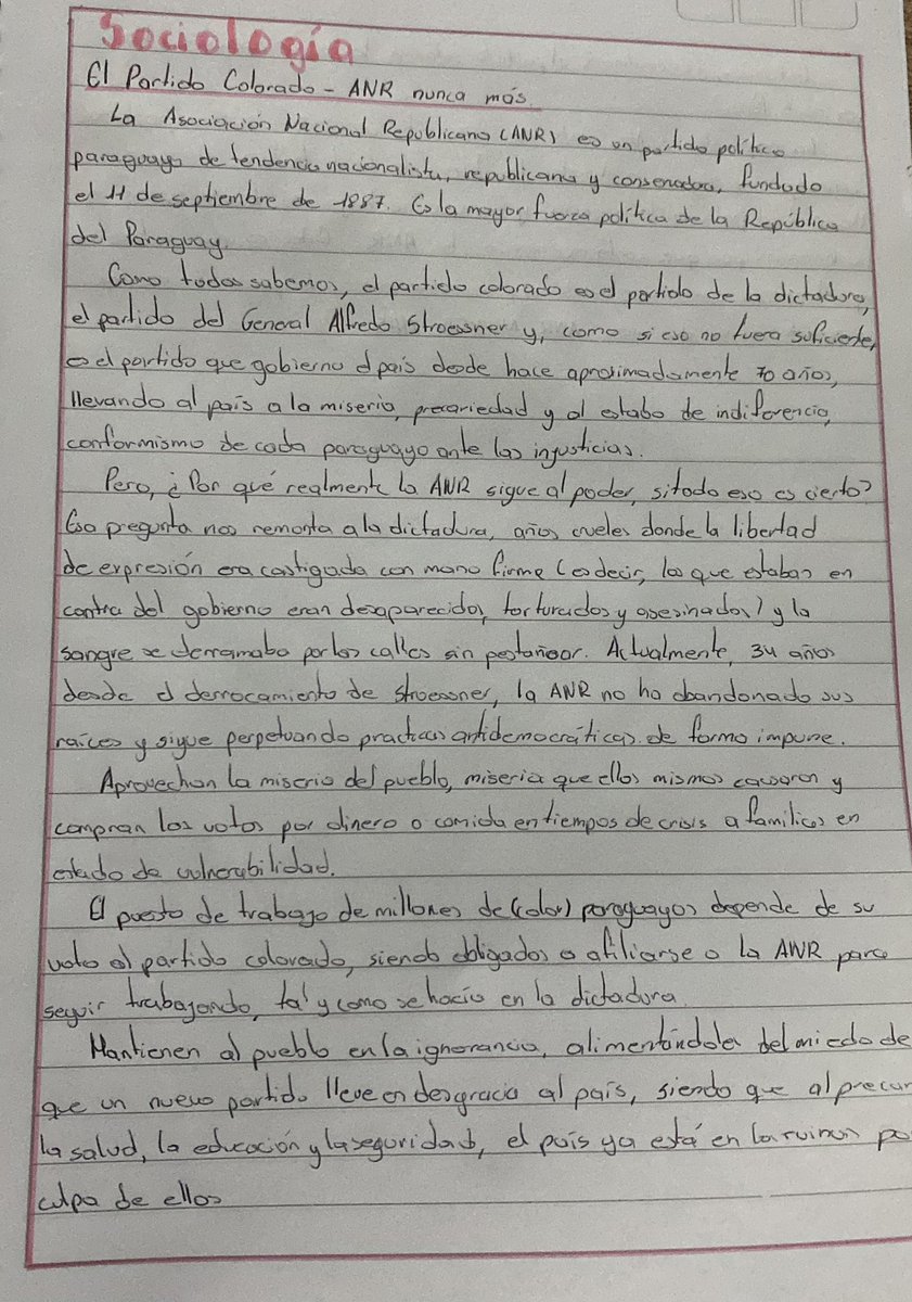 poetrytai's tweet photo. mi profesor nos dijo que iba a votar a santi peña y luego nos encargó un trabajo sobre los partidos políticos del paraguay e hice esto https://t.co/7fLTAViMEk