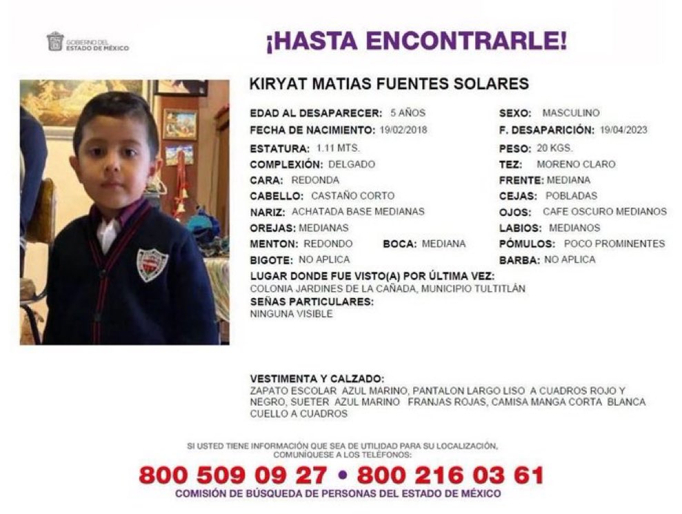ricardobucio's tweet photo. ❗️Gracias por difundir urgente para ayudar a localizar a KIRYAT MATIAS FUENTES SOLARES de 5 años, arrebatado a su abuelo camino a la escuela. 

🙏🏽 https://t.co/5GAiNxQbgM