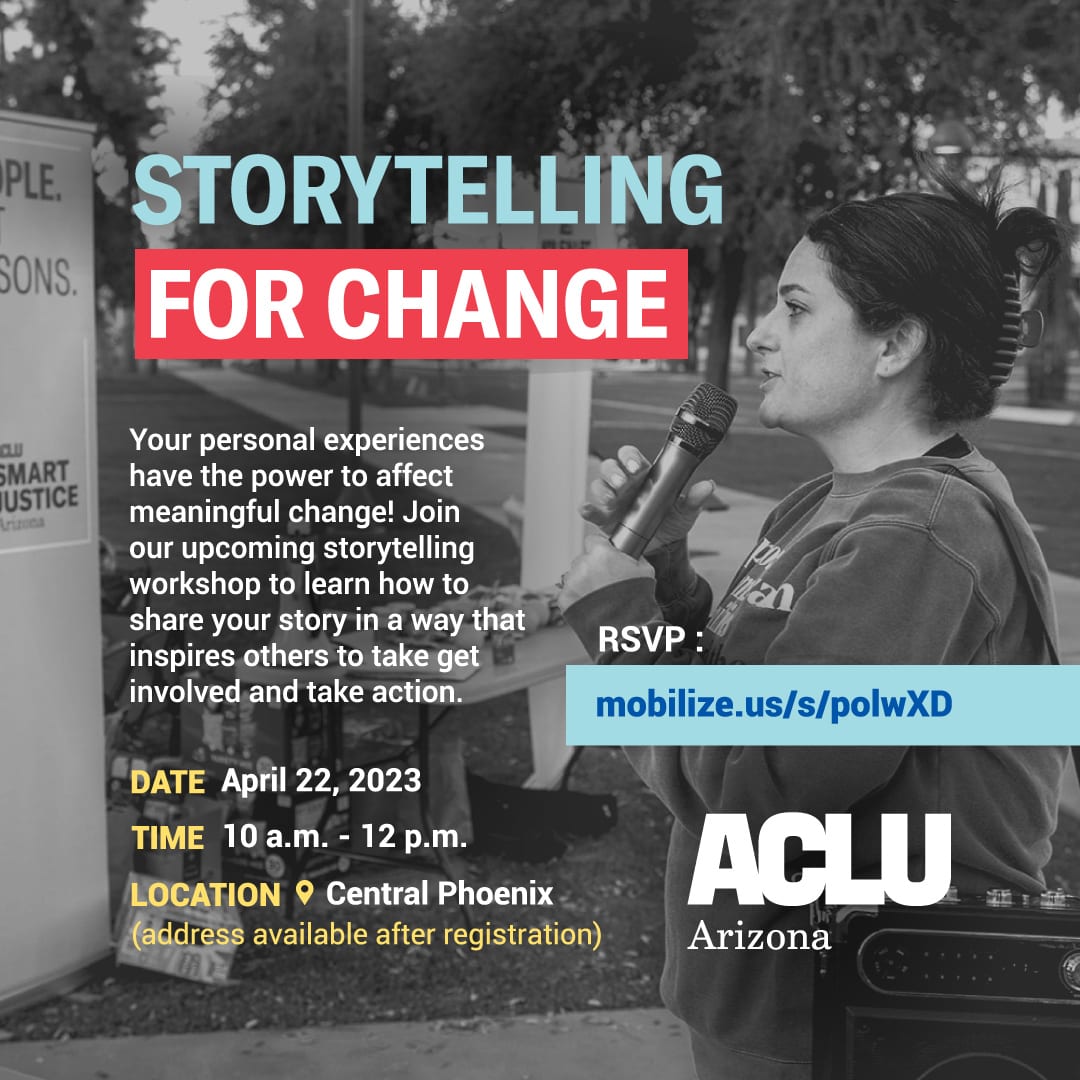 Join us on Saturday to learn how to share your story publicly. It is so important that our voices are heard in the community, and it is my job to prepare and empower you! Brunch will be provided! Register here:

mobilize.us/acluofarizona/…