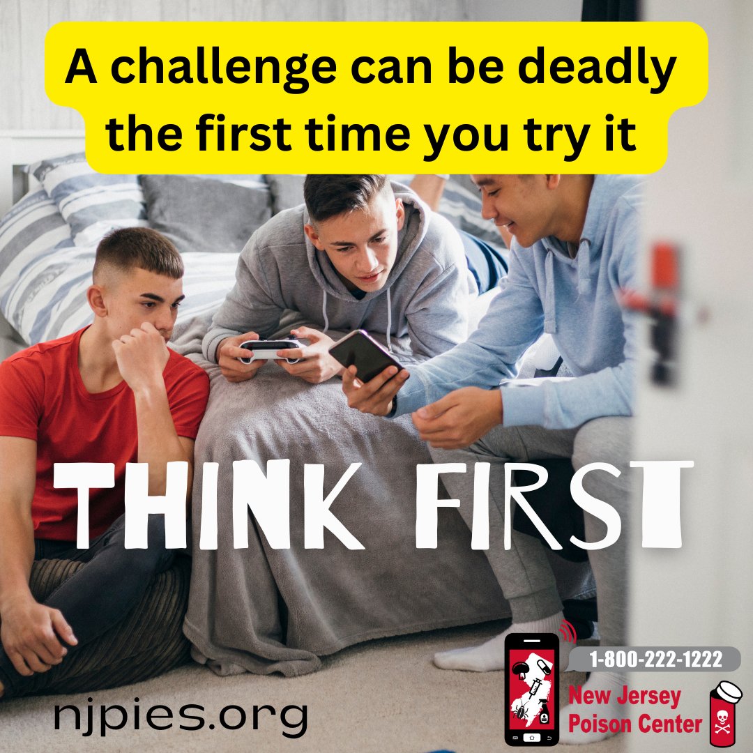 NJPoisonCenter's tweet photo. Internet challenges donโt tell you the truth, kids. They donโt tell you what happens after you take the #challenge. Kids have died.
Need our help? Anyone can call โ kids, teens, and adults. ๐ฑ1-800-222-1222
@NJDeptofHealth @Rutgers_NJMS #NJPoisonCenter #NJPoisonControl #TikTok https://t.co/tOPJUwEuqb
