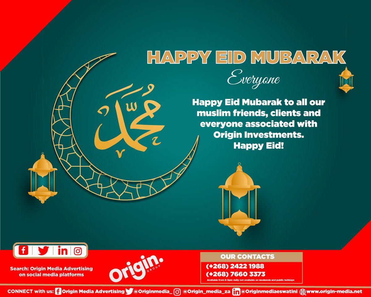 Originmedia_'s tweet photo. To all our muslim friends locally and abroad Happy Eid Mubarak 😅 #EidMubarak https://t.co/VWgm53iAsH