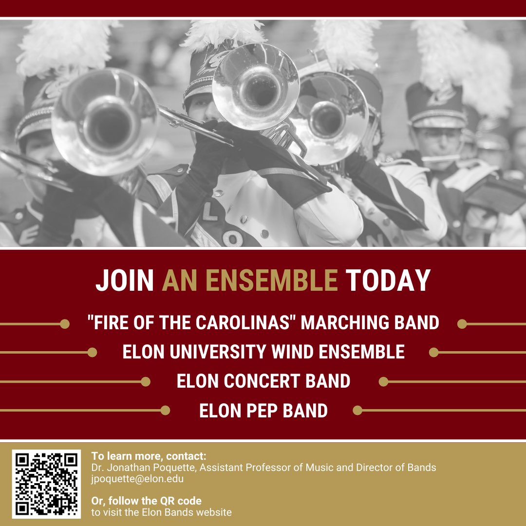 Don’t forget to check out all of our ensembles. They’re a great way to get involved and find a community on campus!