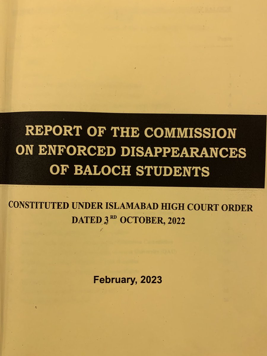HamidMirPAK's tweet image. REPORT OF THE COMMISSION ON ENFORCED DISAPPEARANCES OF BALOCH STUDENTS prepared jointly by Govt and opposition MPs is an eye opener for all those who deny the involvement of security agencies in the illegal abduction of Pakistani citizens. 
#EndEnforcedDisappearnces #HumanRights