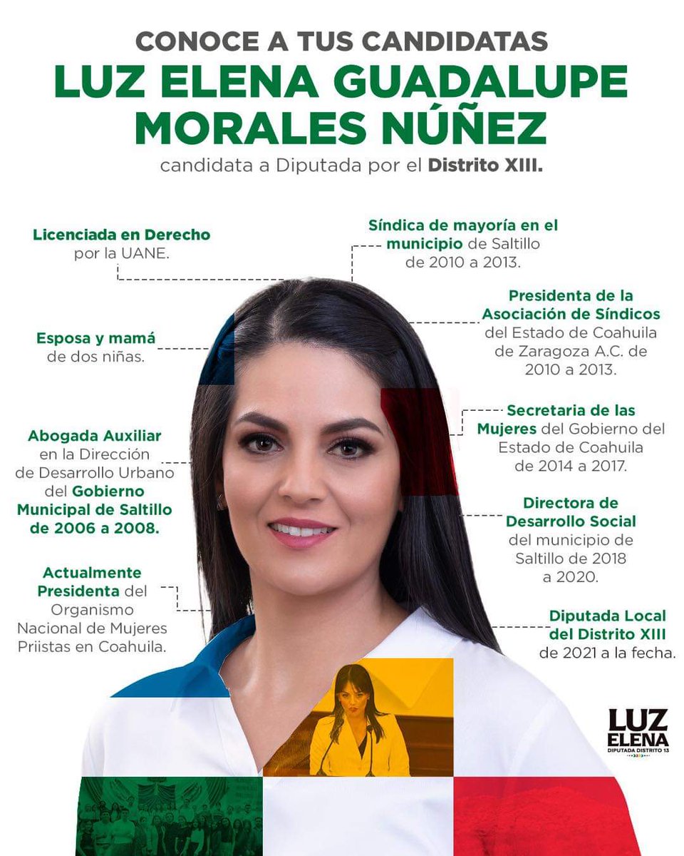 OnmpriNacional's tweet photo. Conoce mejor a tu candidata a Diputada por el Distrito XIII, @LuzMorales ⬇️

#PaDelanteCoahuila
#PaDelanteLasMujeres
#Coahuila https://t.co/AxiF1dMPu9