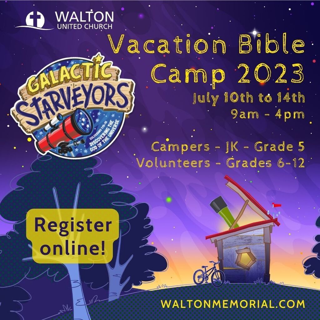 WaltonMemorial's tweet photo. Spaces still available for our Vacation Bible School Summer Camp!

Our camp runs Monday, July 10 – Friday, July 14, 2023 ... full and half-day spots! 

See our website for more details and to register -- 
https://t.co/lbv1VWGbLw https://t.co/cDRUBczPqm https://t.co/9YySvIrYZi