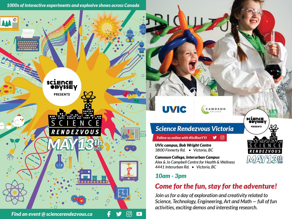 Science Venture (@scienceventure) on Twitter photo Science Venture is also excited to be a part of Science Rendezvous (<a href="/Sci_Od/">Science Odyssey</a>) this May 13th from 10am-3pm! Join us for 35+ free activities side-by-side with scientists, engineers, and other STEM experts at <a href="/uvic/">UniversityOfVictoria</a> and <a href="/Camosun/">Camosun College</a> College. #SciRenYYJ Science Venture is also excited to be a part of Science Rendezvous (<a href="/Sci_Od/">Science Odyssey</a>) this May 13th from 10am-3pm! Join us for 35+ free activities side-by-side with scientists, engineers, and other STEM experts at <a href="/uvic/">UniversityOfVictoria</a> and <a href="/Camosun/">Camosun College</a> College. #SciRenYYJ