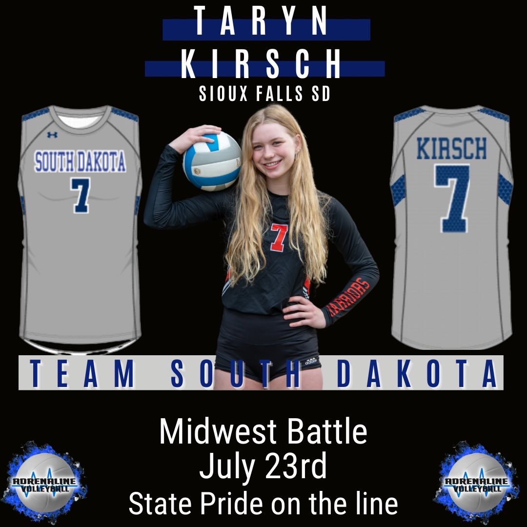 TarynKirsch's tweet photo. Super thankful and excited for this opportunity to compete against some of the best in the Midwest! #teamSD @VBAdrenaline https://t.co/YJitVbUCRl