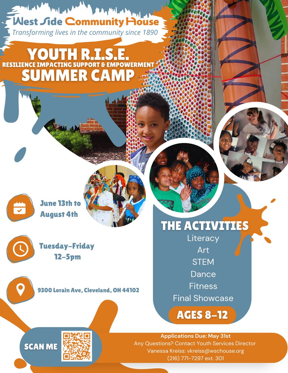 TheWSCH's tweet photo. Check it out, West Side Community House Youth R.I.S.E. Summer Camp Registration is here! Sign-up's open now with limited capacity!
https://t.co/MIloEetjVh See you there!! 😊 🌞 https://t.co/2pCovTS2dP